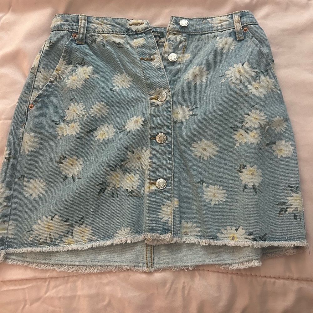 Wild Fable Blue Floral Button-Up Mini Skirt